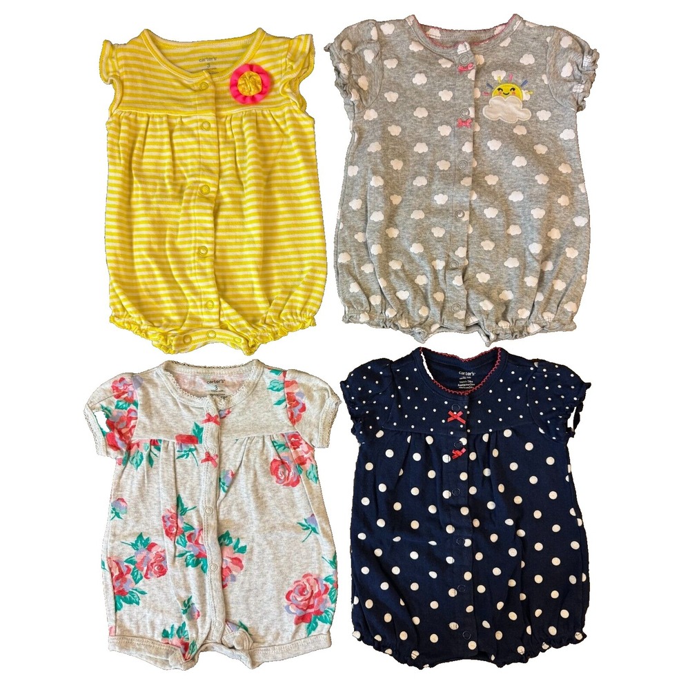 Carters Baby Girl Clothes Lot 3 Months Rompers Outfits Summer Sun Cloud Berry